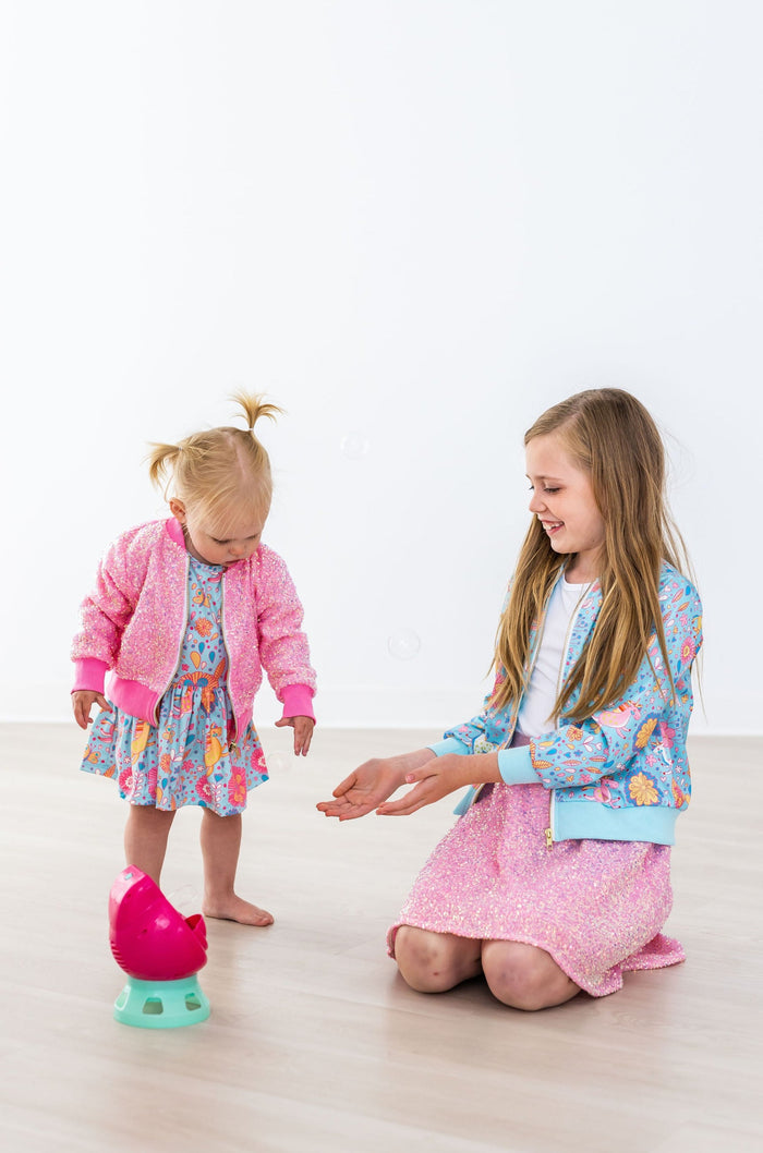 SALE Blue Retro Unicorns Satin Jacket-Mila & Rose ®