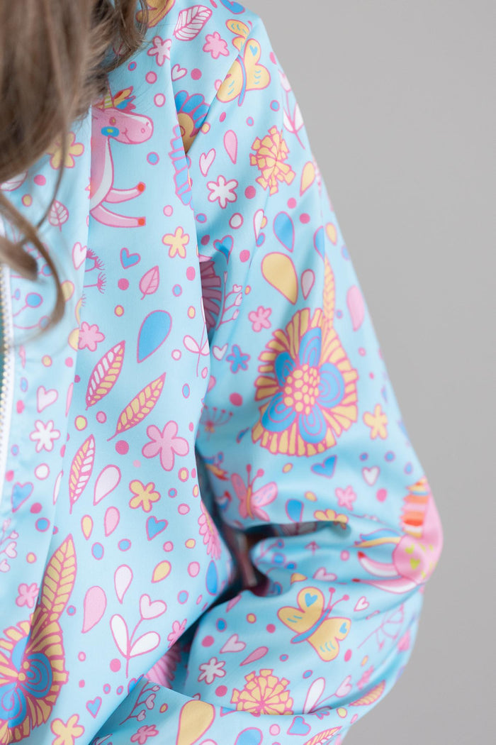 SALE Blue Retro Unicorns Satin Jacket-Mila & Rose ®