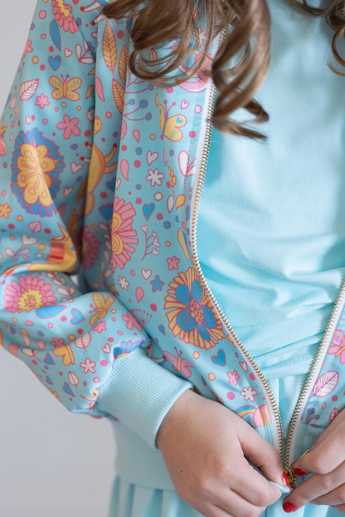 SALE Blue Retro Unicorns Satin Jacket-Mila & Rose ®