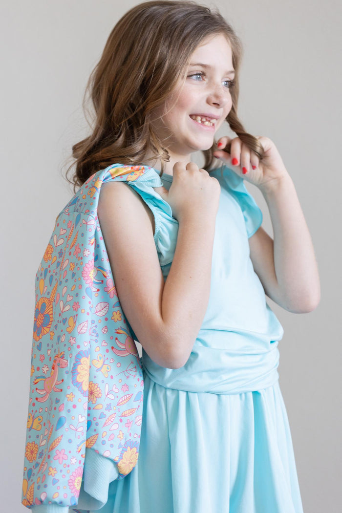 SALE Blue Retro Unicorns Satin Jacket-Mila & Rose ®
