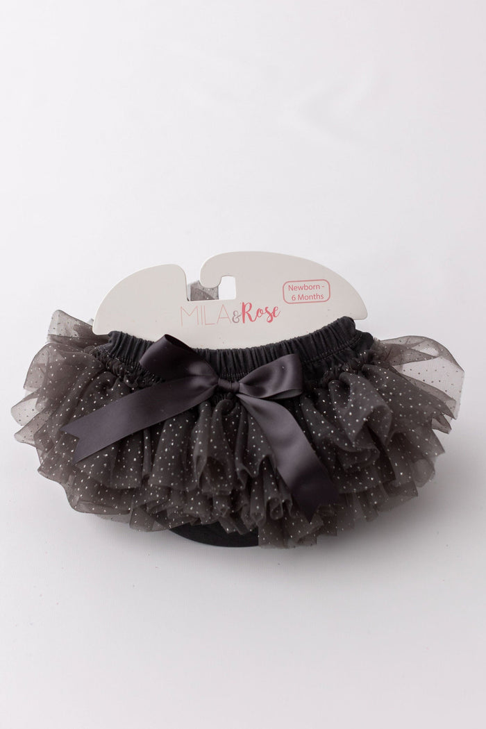 SALE Charcoal & Silver Glitter Ruffle Tutu Bloomer-Mila & Rose ®