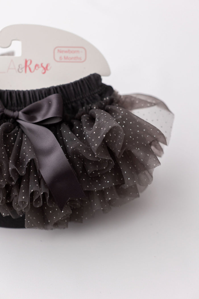 SALE Charcoal & Silver Glitter Ruffle Tutu Bloomer-Mila & Rose ®