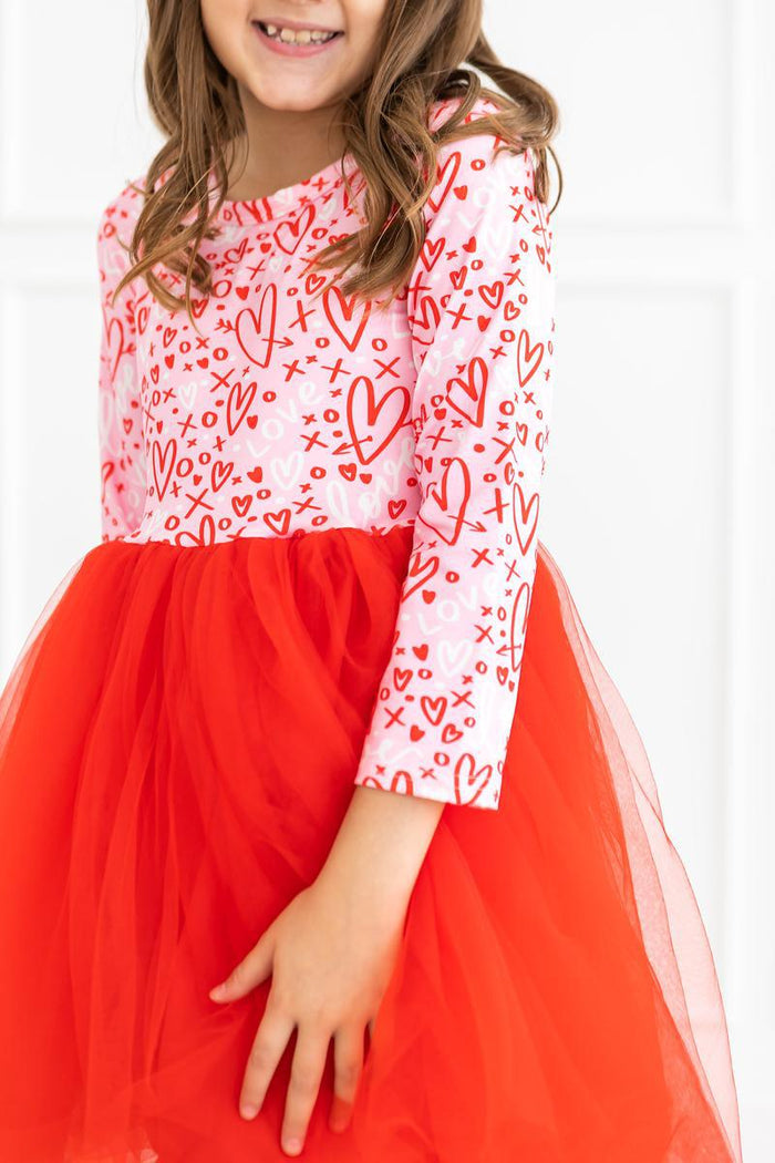 SALE Hugs & Kisses L/S Tutu Dress-Mila & Rose ®
