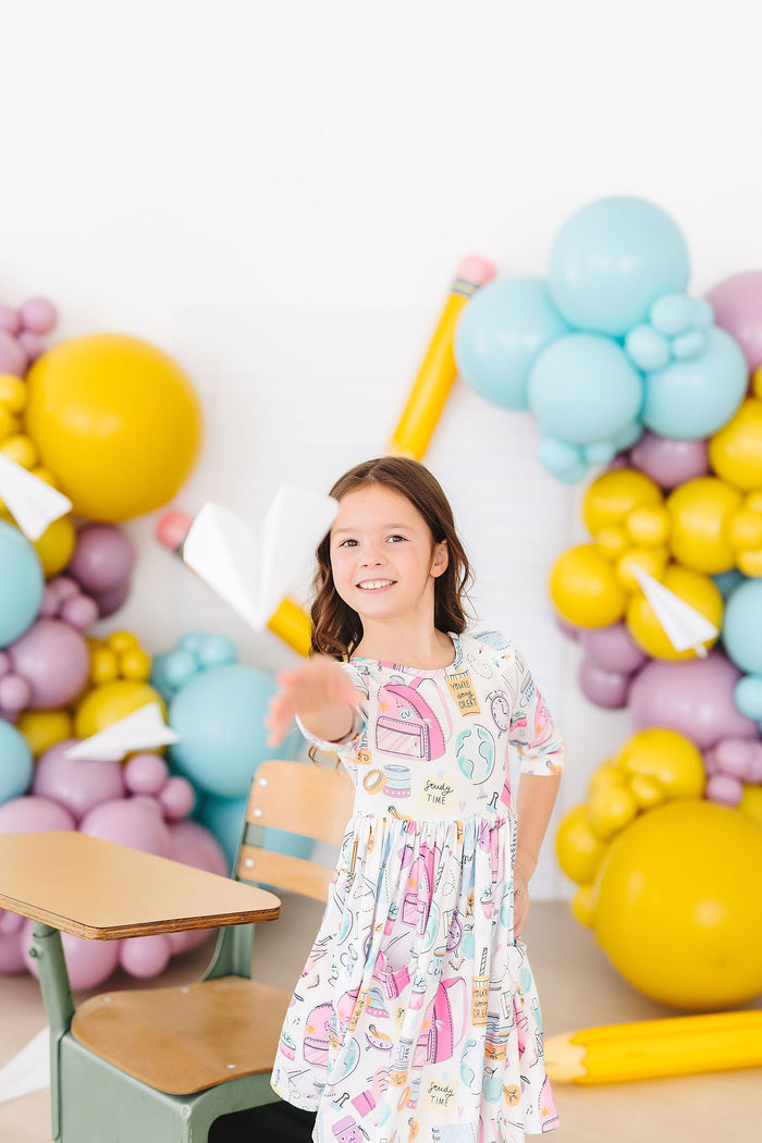 SALE School is Cool 3/4 Sleeve Pocket Twirl Dress-Mila & Rose ®