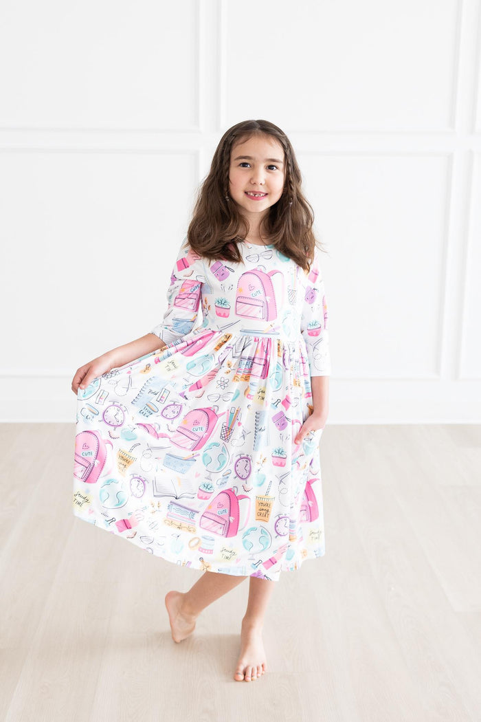 SALE School is Cool 3/4 Sleeve Pocket Twirl Dress-Mila & Rose ®