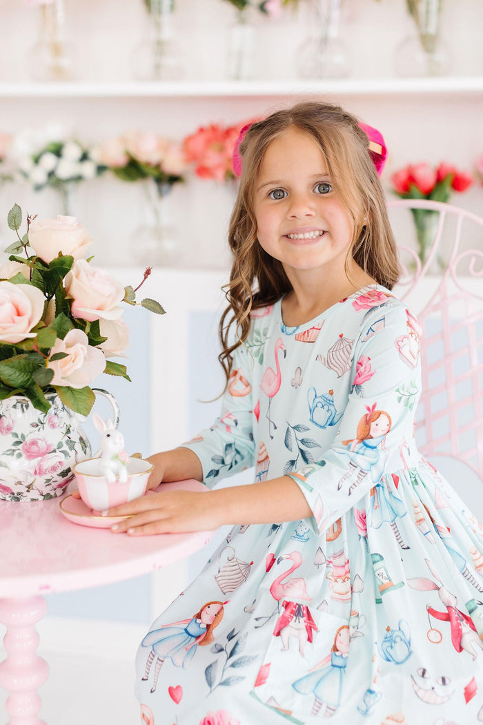SALE Wonderland 3/4 Sleeve Pocket Twirl Dress-Mila & Rose ®