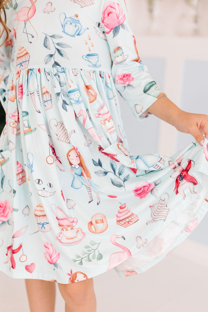 SALE Wonderland 3/4 Sleeve Pocket Twirl Dress-Mila & Rose ®