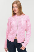 Salem Oversized Cable Knit Hoodie - Pillow Pink