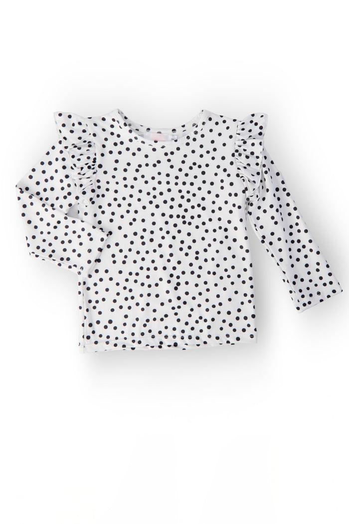 Scattered Dot L/S Ruffle Tee-Mila & Rose ®