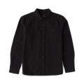 Black Scholar Chambray Button Up Shirt with long sleeves, chest pocket, and button-down collar displayed flat on white background