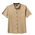 Roark Scholar Stretch Long Sleeve Button Up Shirt in Fern Green, showcasing a close-up of the shirt's back.