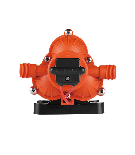Orange Seaflo DC Diaphragm Pump - Top View with Pressure Switch | United RV Parts