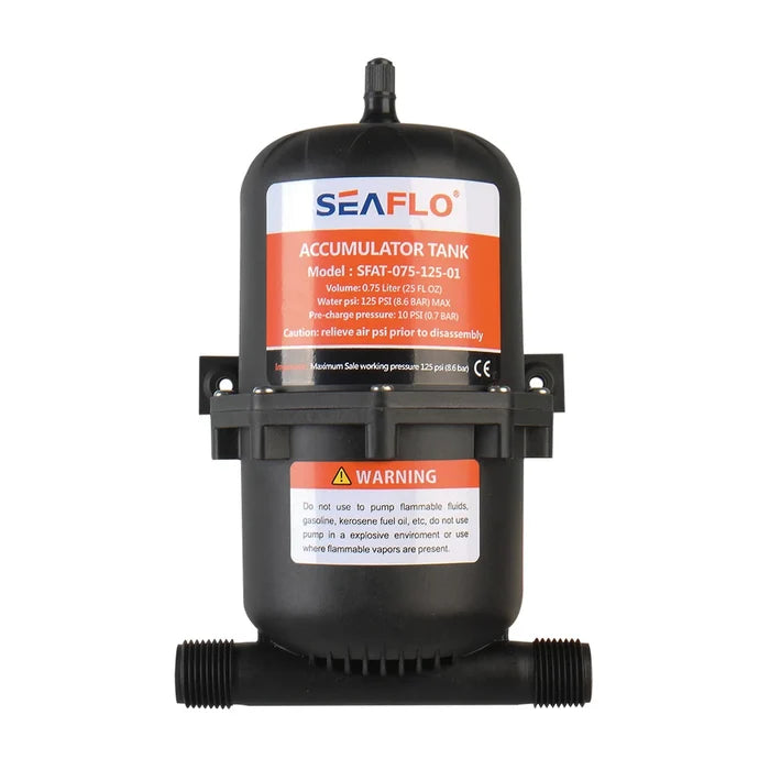 Seaflo SFAT-075-125-01 RV Accumulator Tank 125 PSI with Mounting Bracket - Front View | United RV Parts