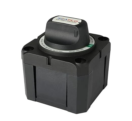 Black Seaflo SFCBS-300-202 RV Battery Disconnect Switch - Front Angle View | United RV Parts