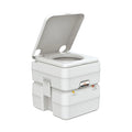 Light Grey Seaflo SFPT-20-02 Portable RV Toilet 5.3 Gallon - Lid Open Front Angle | United RV Parts