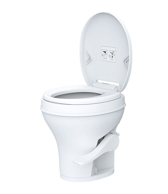 White Plastic Seaflo SFRTPH-01-01 Residential Height RV Toilet - Front View | United RV Parts