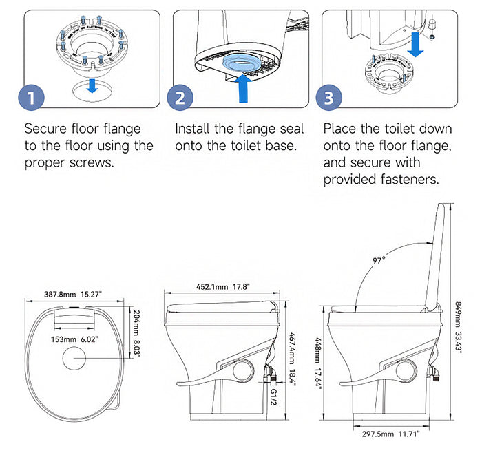 Seaflo RV Toilet Installation Guide - Step-by-Step Instructions with Dimensions | United RV Parts