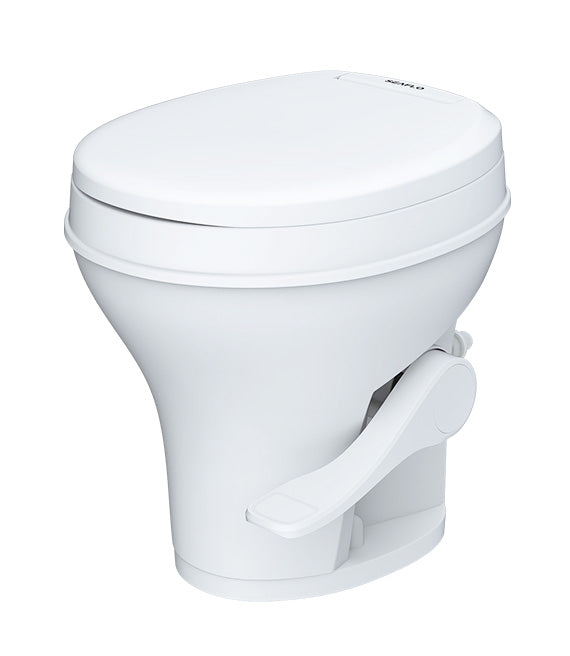 White Plastic Seaflo Residential Height RV Toilet - Side Profile | United RV Parts