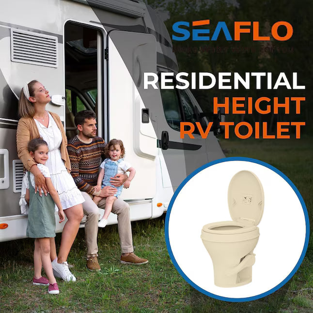 Seaflo Residential Height RV Toilet - Family Camping Lifestyle | United RV Parts