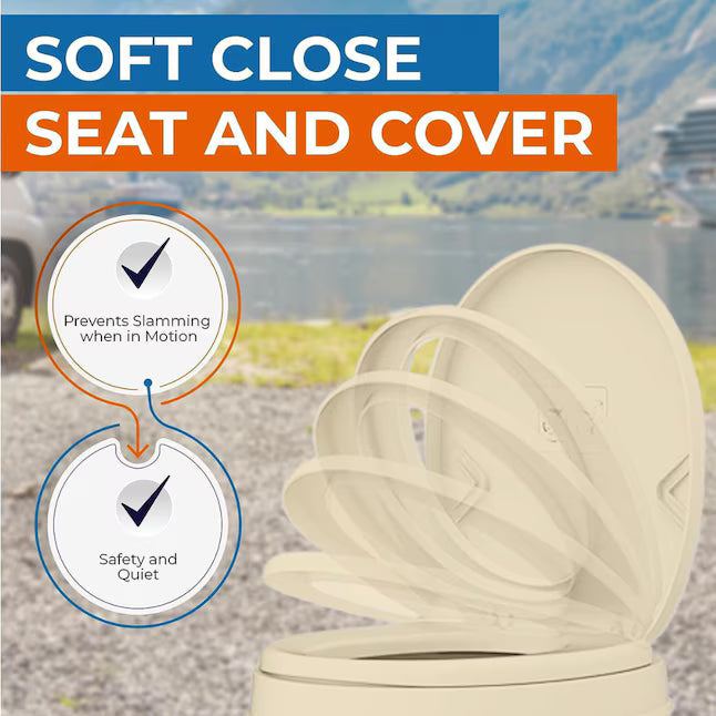 Bone Plastic RV Toilet - Soft Close Seat Detail Seaflo | United RV Parts