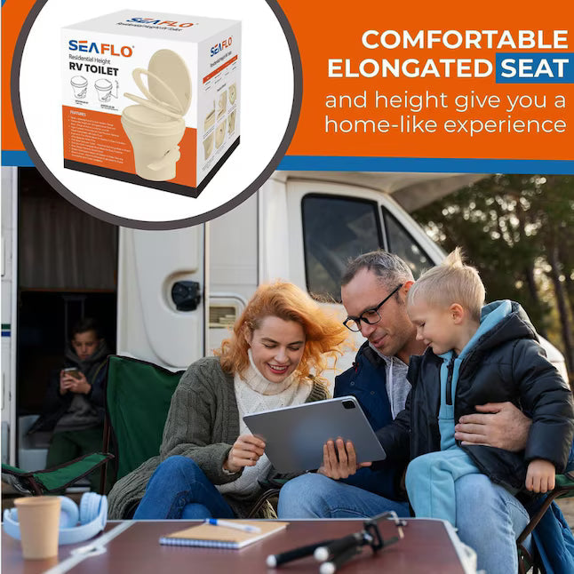 Seaflo RV Toilet Product Box - Family RV Camping Scene | United RV Parts