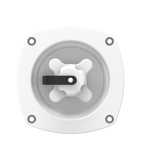 White Plastic RV Water Inlet SFWI1-01 - Top View, Cross Handle & Mounting Flange | United RV Parts