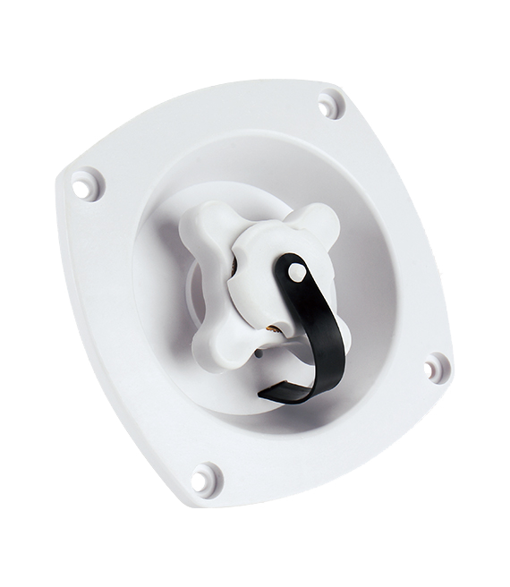 White Seaflo RV Fresh Water Inlet SFWI1-01 - Angled View, Cross Handle Detail | United RV Parts