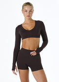 SIGNATURE CROP LONG SLEEVE - ESPRESSO