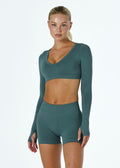 SIGNATURE CROP LONG SLEEVE - PINE