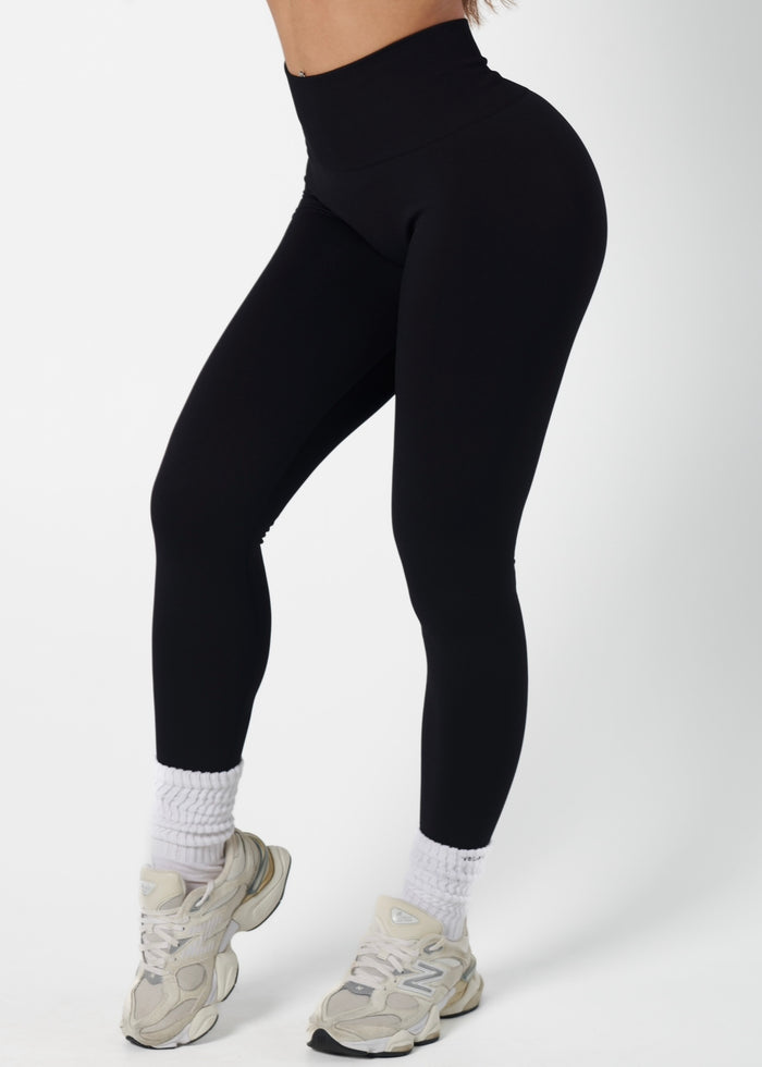 SIGNATURE SCRUNCH LEGGINGS HIGH RISE - LIQUORICE