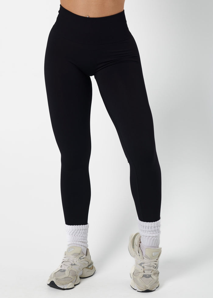 SIGNATURE SCRUNCH LEGGINGS HIGH RISE - LIQUORICE