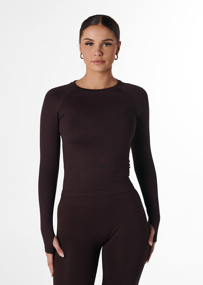 SILHOUETTE FITTED LONG SLEEVE - ESPRESSO