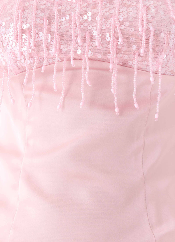 Siren Beaded Sequin Top - Pink