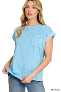 Sky Blue - Cuffed Short Sleeve Tee
