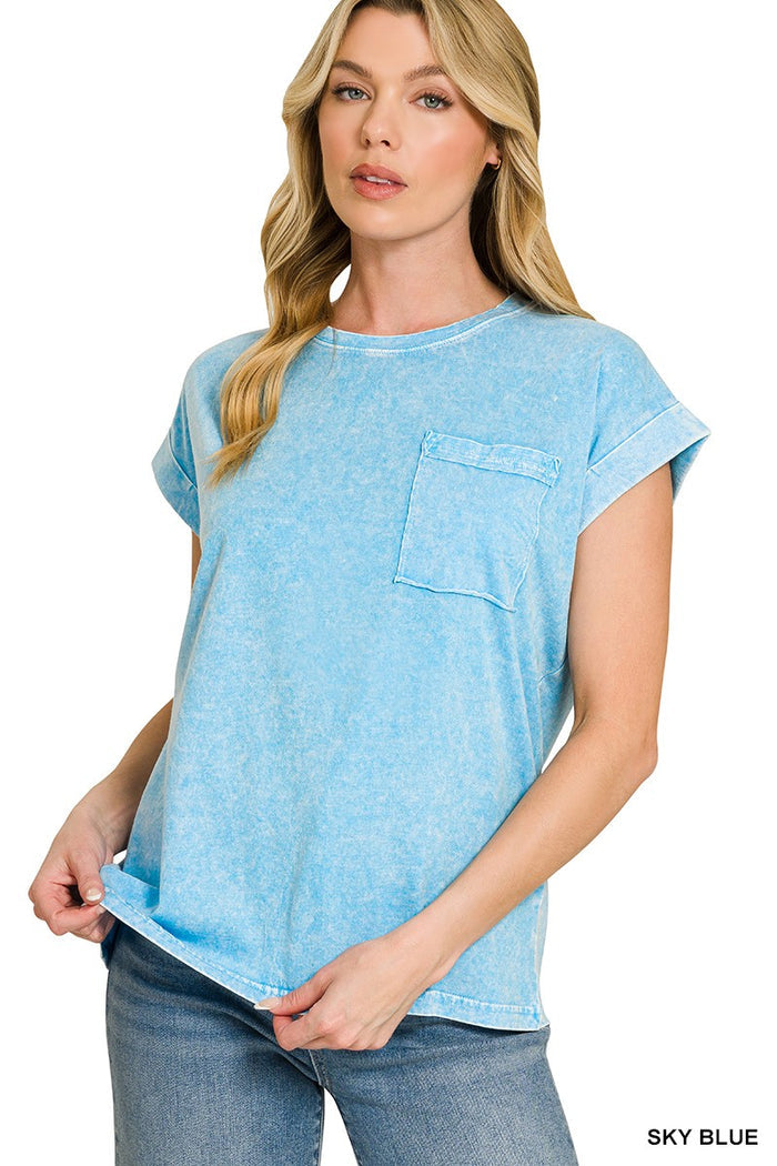 Sky Blue - Cuffed Short Sleeve Tee