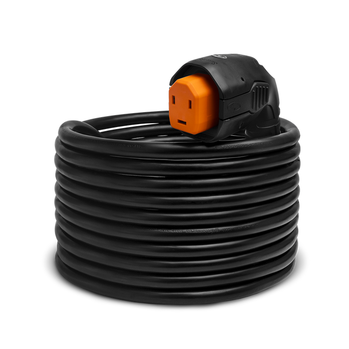 Black Rubber SmartPlug 30 Amp RV Power Cordset Coiled with Orange Connector - Full Product View | United RV Parts