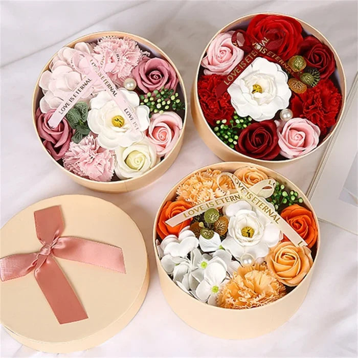 Soap Flower Box Floral Scented Bath Soap Rose Flower Petals Plant Essential Oil Flower Soap Set
