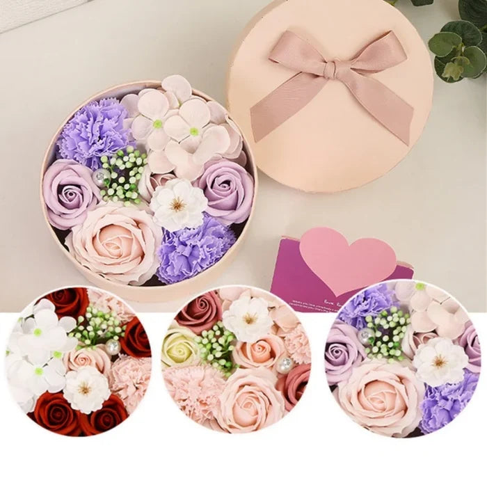 Soap Flower Box Floral Scented Bath Soap Rose Flower Petals Plant Essential Oil Flower Soap Set