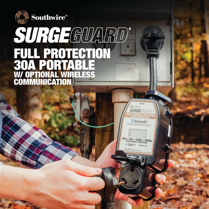 Southwire 30A Surge Guard Connected to RV Power Pedestal - Lifestyle Use | United RV Parts