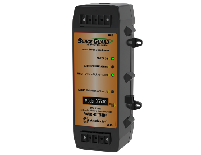 Black Southwire Surge Guard 35530 30A Hardwire RV Surge Protector - Front View | United RV Parts