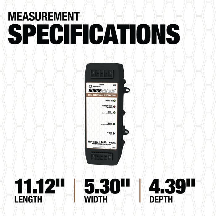 Southwire Surge Guard 35530 Measurement Specifications Infographic - Installation Dimensions | United RV Parts