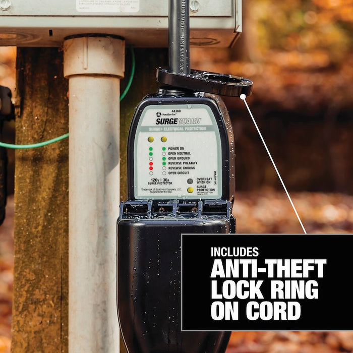 Surge Guard Anti-Theft Lock Ring - Cord Security Feature Close-Up | United RV Parts