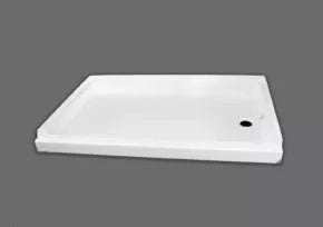 White Specialty Recreation SP2432WR Shower Pan Right Hand Drain 24x32 - Angle View | United RV Parts