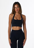 SS HALTER CROP - BLACK