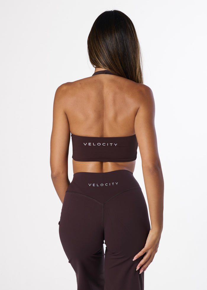 SS HALTER CROP - ESPRESSO