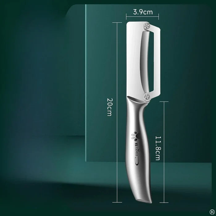 Stainless steel peeler with wooden handle for peeling and slicing fruits and vegetables