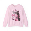 Stay Soft Crewneck Sweatshirt — Pink Butterfly Girl Graphic