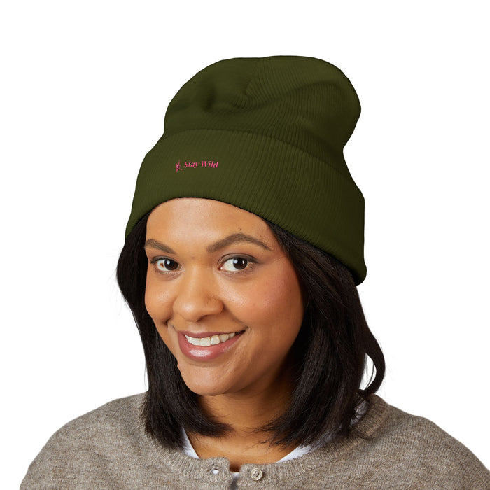 Stay Wild Embroidered Beanie | Alaska Inspired Cuffed Beanie