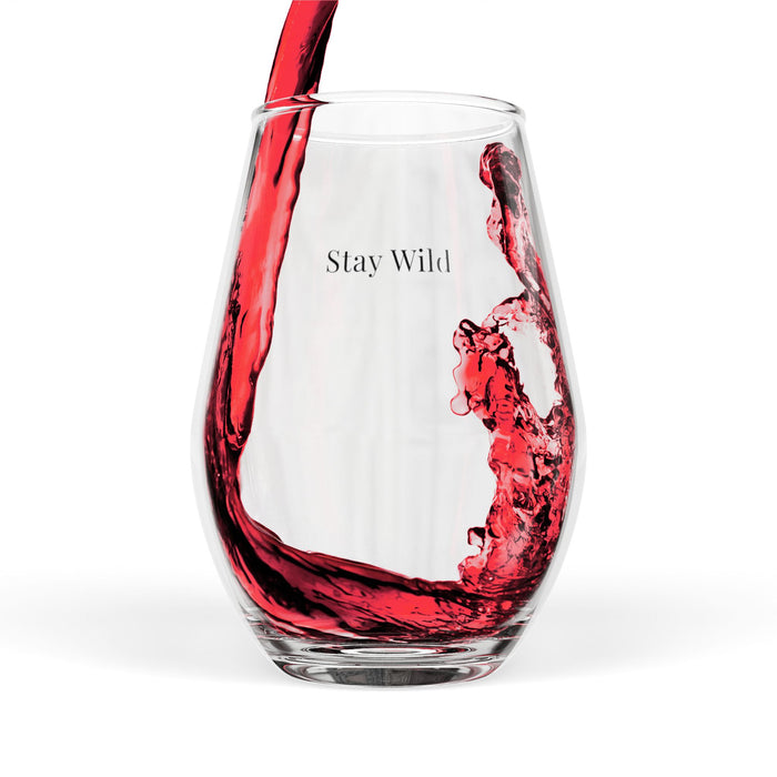 Stay Wild Stemless Wine Glass | 11.75 oz Printed Wine Glass