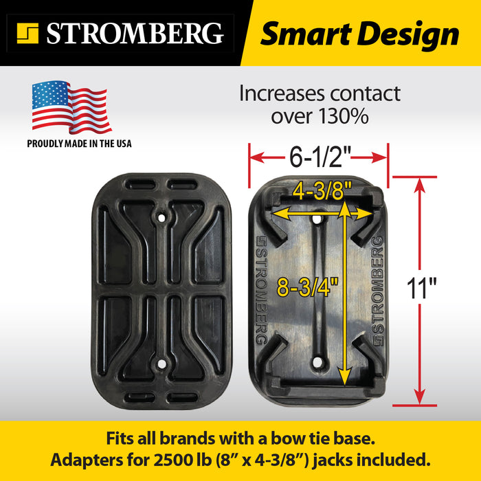 Stromberg Carlson Scissor Jack Shoe Dimensions - Top & Bottom View, 11x6.5in | United RV Parts